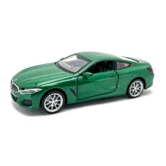 Green scale-model sports car photographed against a white background, showing the rear-slide doors and silver wheels.