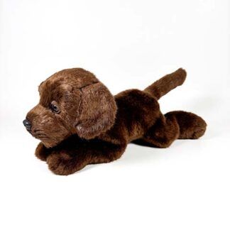 Peluche Labrador Chocolate Tumbado 25cm.
