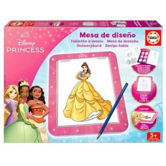 Disney Princess design drawing tablet kit: pink frame with a Princess Belle drawing and a blue stylus on the box.