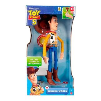 Toy Story 5 Running Woody action figure in packaging; pull string to make him run.