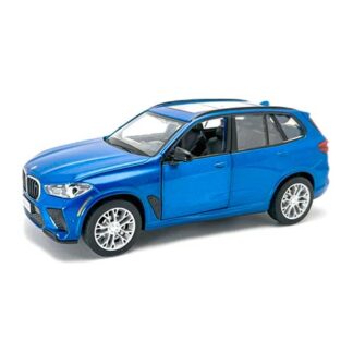 Blue toy SUV model car on a white background.