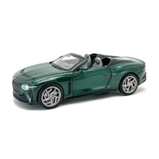 Green convertible toy car with an open top, shown as a miniature model on a white background.