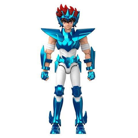 Blue armored warrior with spiked shoulder plates and red hair, standing facing the camera.