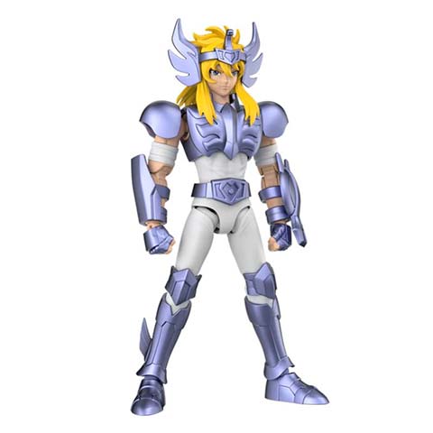 Anime-style male warrior in lavender-silver armor with winged helmet and long blonde hair, standing in a ready pose
