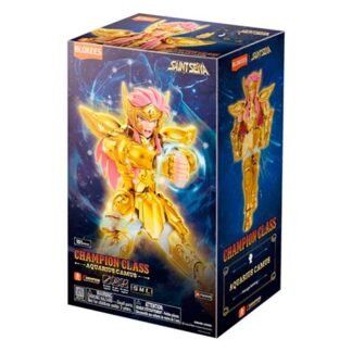 Box for a Champion Class gold-armored action figure with pink hair, posed with fists forward