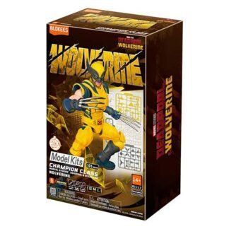Boxed Wolverine model kit featuring a dynamic figure with yellow suit and claws on the front of the box