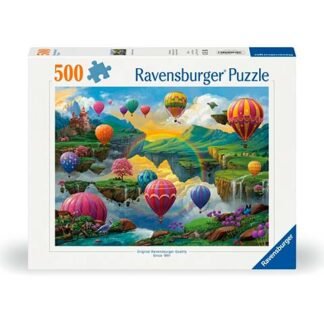 Box for a 500-piece Ravensburger puzzle showing a colorful hot air balloon landscape scene