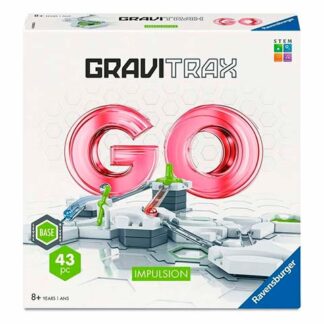 GraviTrax GO impulse marble run set box with large pink GO letters and modular track layout (43 pieces)