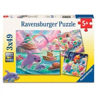 Ravensburger Puzzle box for ages 5+, 3×49-piece children's jigsaw puzzle, featuring a colorful underwater sea creature scene.