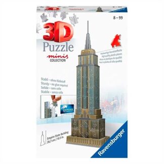 Box for Ravensburger 3D Puzzle Minis: Empire State Building model, part of the collection (ages 8–99).