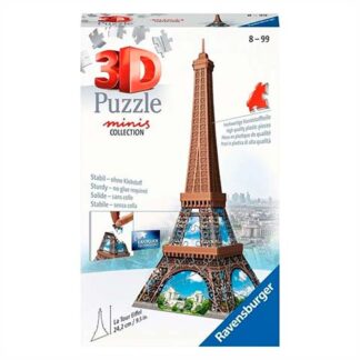 Ravensburger 3D Puzzle minis collection box featuring the Eiffel Tower model on the front.