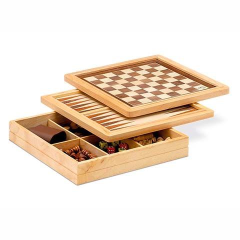 Set de Ajedrez Damas y Backgammon de Madera - Imagen 2